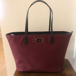 Kate Spade Burgundy and Black Tote Bag